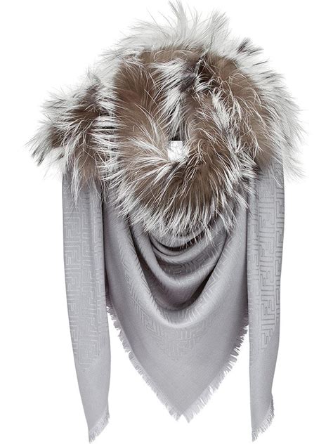 fendi scaff|Fendi scarf with fur trim.